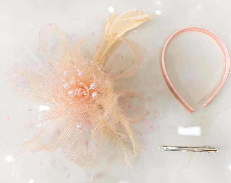 HIWIND Store Fascinators Hat Women Tea Party Headband Flower Cocktail Mesh Feathers Hair Clip Kentucky Derby Hat Wedding - Image 2